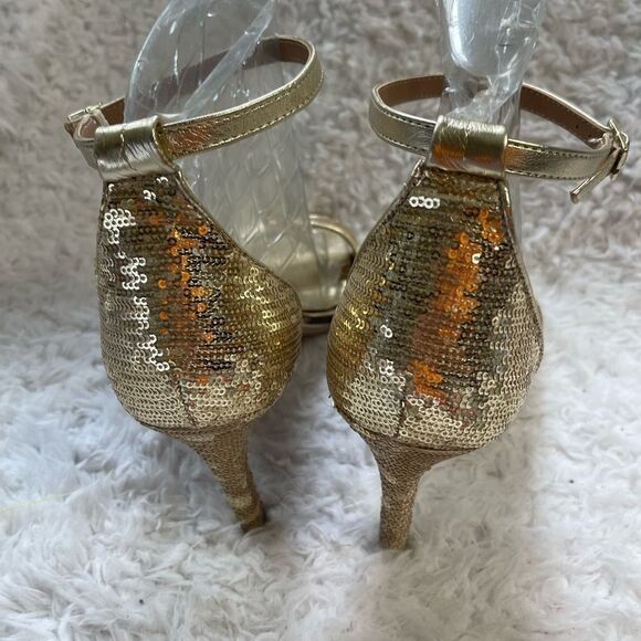 Torrid Gold sequins ankle strap heels sandals double wide size 12 - Picture 7 of 11
